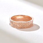 14k Gold Patterned Wedding Band: Solid Wide Band for Men and Women - Image 4