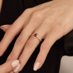 18K Solid Gold Red Tourmaline Solitaire Ring