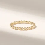 18K Solid Gold Ball Eternity Ring: Dainty Pave Dot Wedding Band with Real Natural Diamonds - 图片 4