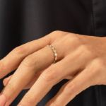 Natural Diamond Wedding Ring: 14k Solid Gold Geometric Band for Women