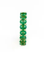 18K Solid Gold Emerald Eternity Band Ring - 图片 2