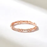 Pave Natural Diamond Bone Ring | 18K Solid Gold Bamboo Ring | Unique Knuckle Ring - 图片 6