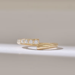 14K 上升式天然钻石旁通结婚戒指，纯金密镶堆叠式戒环，2.85 毫米