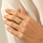 Natural Diamond Star Ring: 14k Solid Gold Celestial Statement Jewelry for Women - 图片 3