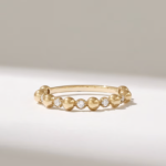 14k Solid Gold Natural Diamond Beaded Ring | Stackable Ball Ring Enhancer For Women - 图片 2