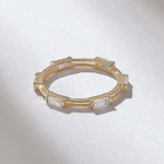 Baguette Diamond Eternity Ring, 14k Solid Gold Slim Band, Stackable Wedding Ring - Image 7