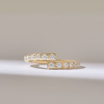 Pave Natural Diamond Bypass Wedding Band, Solid Gold Stackable Ring for Women - 图片 2