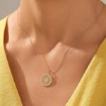 Natural Diamond Disc Necklace | 18k Solid Gold Sun Necklace | Sunrise Medallion Necklace - Image 3