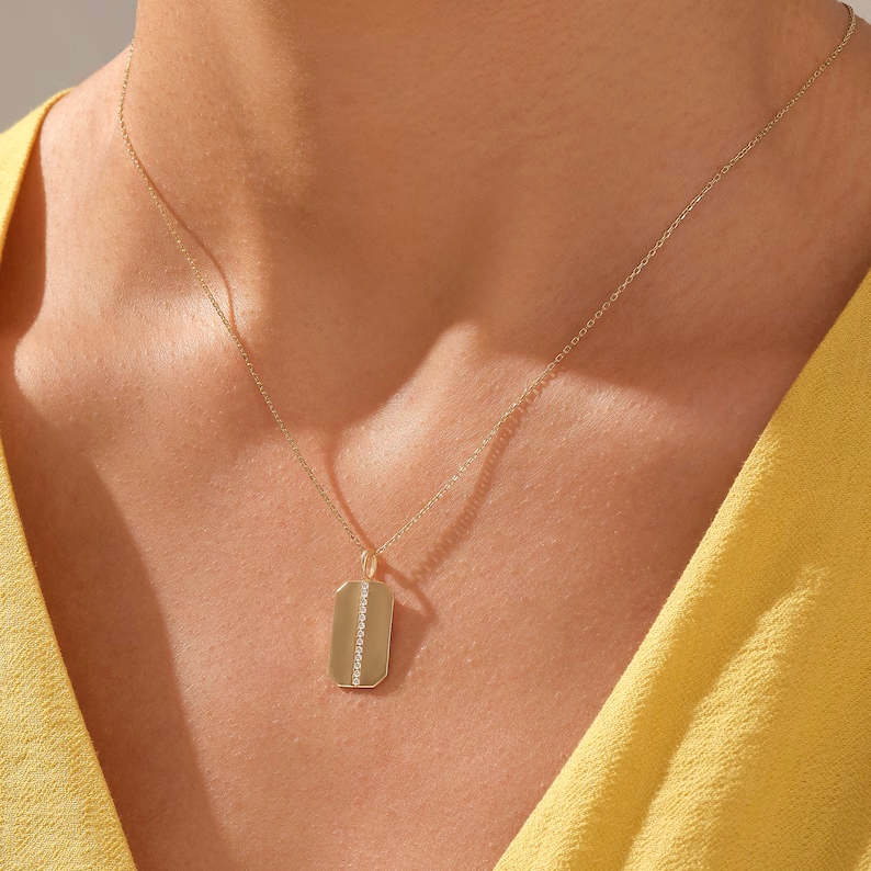 ed1c22_89dec0b234d74a6797ae304cd013811dmv2.png Line Pave Natural Diamond Rectangle Necklace | 18k Solid Gold Flat Pendant For Women - Image 1