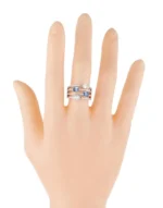 14K Solid Gold Diamond and Sapphire Eternity Ring - 图片 5