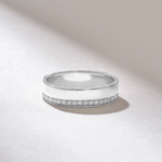 One Side Pave Wedding Band: 14k Gold Minimalist Diamond Marriage Band - Image 6
