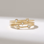 14K Gold Moissanite Diamond Stars Ring | 14k Solid Gold Multi Strand Ring | Dainty Celestial Ring - Image 2