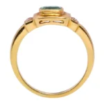 18K Solid Gold Natural Emerald and Diamond Art-Deco Style Ring - Image 3