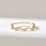 Pave Natural Diamond Zigzag Ring: 14k Solid Gold Stacking Ring for Women - Image 2