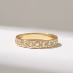 Natural Diamond Pave Wedding Ring | 18k Full Eternity Band Women | 3.40mm Wide Band - 图片 2