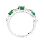 14K Solid Gold 2.7 Carat Emerald and Diamond Eternity Band - Image 3