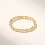 18K Solid Gold Ball Eternity Ring: Dainty Pave Dot Wedding Band with Real Natural Diamonds - 图片 7