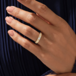 14K Solid Gold Natural Diamond Arrow Wedding Band - Image 3