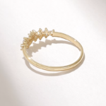 14k Gold Natural Diamond Cluster Wedding Ring: Minimalist Stacking Band for Her - Image 7