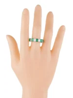 14K Solid Gold 5.02 Carat Diamond and Emerald Infinity Band Ring - 图片 3