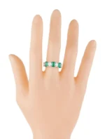 14K Solid Gold 2.7 Carat Emerald and Diamond Eternity Band - Image 4