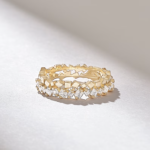 Geometric Cluster Natural Diamond Wedding Band | Full Eternity Ring in  18k Solid - 图片 6