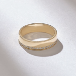 One Side Pave Wedding Band: 14k Gold Minimalist Diamond Marriage Band - Image 7