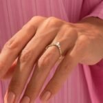18K 纯金弧形梨形天然钻石球戒指 | 女士叉骨叠戴戒指