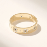 18K Solid Gold Sapphire Flower Band - 图片 7