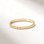 Golden Square 14k Stacking Wedding Bands, Thin & Dainty Rings, Simple Ring - 图片 3