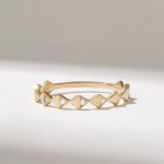 Natural Diamond Wedding Ring: 14k Solid Gold Geometric Band for Women - Image 2