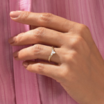Curved Pear Natural Diamond Ball Ring in 18K Solid Gold | Wishbone Stacking Ring Women - 图片 3