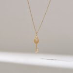 Natural Diamond Key Pendant Necklace | 18k Solid Gold Charm Necklaces for Women - Image 2