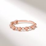 14k Solid Gold Natural Diamond Beaded Ring | Stackable Ball Ring Enhancer For Women - 图片 5