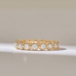 Pave Natural Diamond Eternity Ball Ring | 18K Solid Gold Wedding Band | Stackable Ring - 图片 2