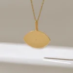 Natural Diamond Evil Eye Pendant Necklace |Solid Gold Third Ey Charm Necklace For Women - Image 4