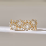 Halo Natural Diamond Circles Statement Ring | 1.2CT Antique Design Chunky Ring - Image 2