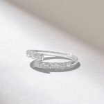 Pave Natural Diamond Bypass Wedding Band, Solid Gold Stackable Ring for Women - 图片 5