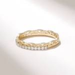 Natural Diamond Celtic Wedding Ring | 18K Solid Gold Minimalist Band for Women - Image 5