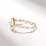 18K Solid Gold Marquise Moissanite Diamond Promise Ring | 0.8ctw Engagement Ring | Vintage Ring with Side Stone - 图片 4