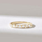 18k Gold Bezel Natural Diamond Wedding Band: Mixed Cut Unique Bridal Ring - Image 2