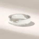14k Gold Natural Diamond Half Eternity Wedding Band: Unique Pave Design, Wide Gold Ring - Image 4