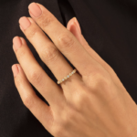 14k Solid Gold Natural Diamond Beaded Ring | Stackable Ball Ring Enhancer For Women - 图片 3