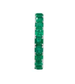 18K Solid Gold Natural Emerald and Diamond Eternity Band Ring - 图片 2