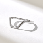 Half Hexagon Stacking Ring: Solid Gold Plain Wedding Band,Geometric Nesting Band - 图片 6
