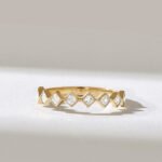 0.45Ct Princess Natural Diamond Wedding Ring - Half Eternity Band in Solid Gold - 图片 2