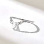 Curved Pear Natural Diamond Ball Ring in 18K Solid Gold | Wishbone Stacking Ring Women - 图片 5