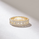 14k Open Squares Pave Wedding Band: Iced Out Diamond Full Eternity Matching Band - Image 5