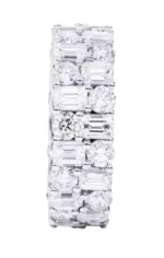 18k White Gold 6.87 Carat Solitaire Natural Diamond Eternity Band Ring - 图片 2