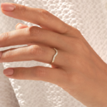18k Arch Curved Ring | Pave Natural Diamond Ring | Solid Gold Minimalist Contour Band - 图片 3